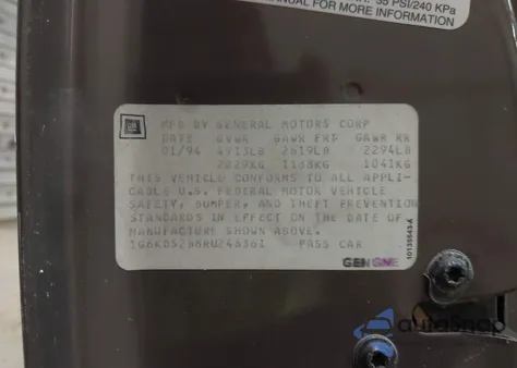 1994 Cadillac Deville z USA, uszkodzony, nr VIN 1G6KD52B8RU246361